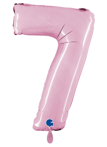 Folienballon - Zahl 7: Pastellrosa - ø 102cm